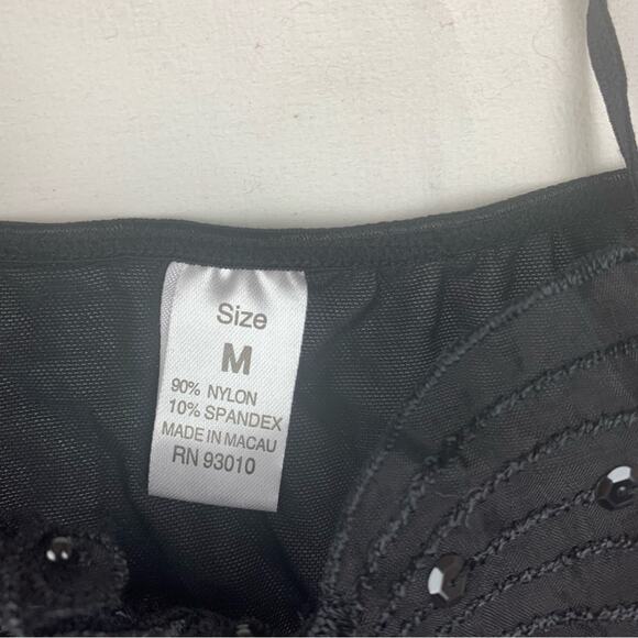 vintage beaded black butterfly camisole tank open front women's medium 90s britt - Picture 5 of 9